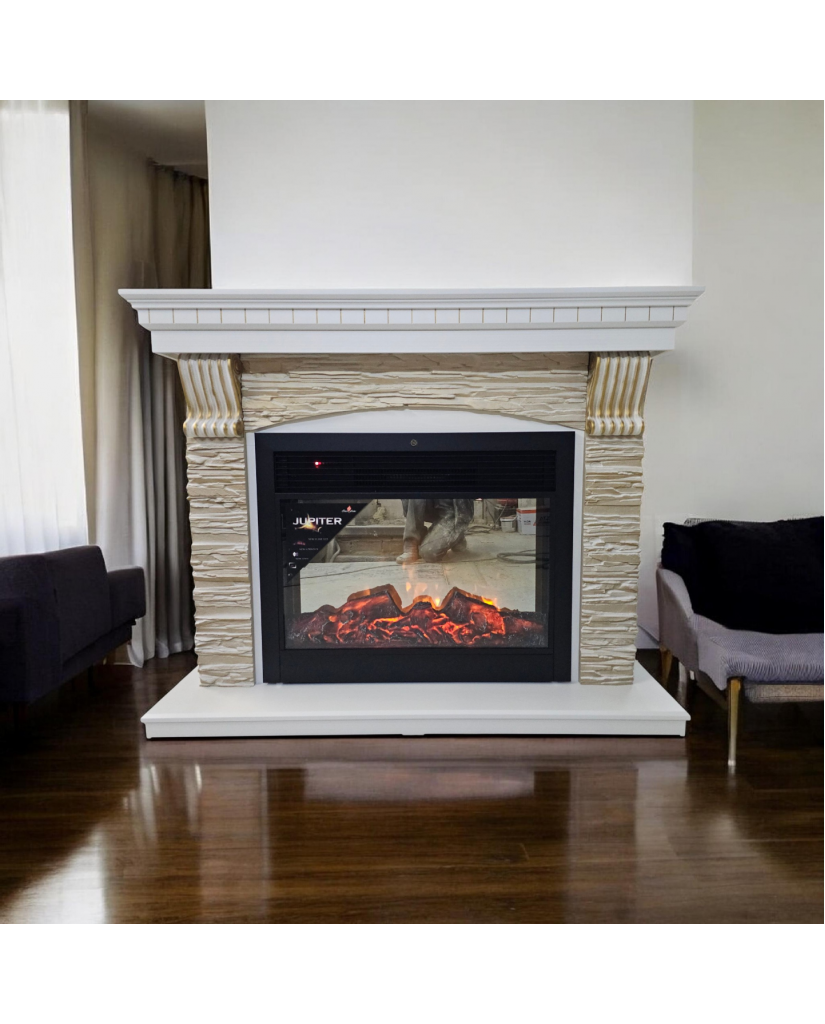 Каминокомплект "Верди Jupiter FX" , белый с золотом